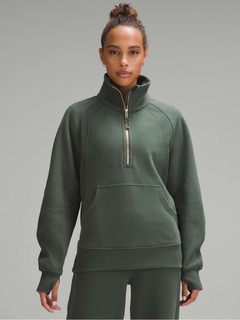 Lululemon Scuba Oversized Funnel Neck Half Zip Long Dark Forest XS/S
